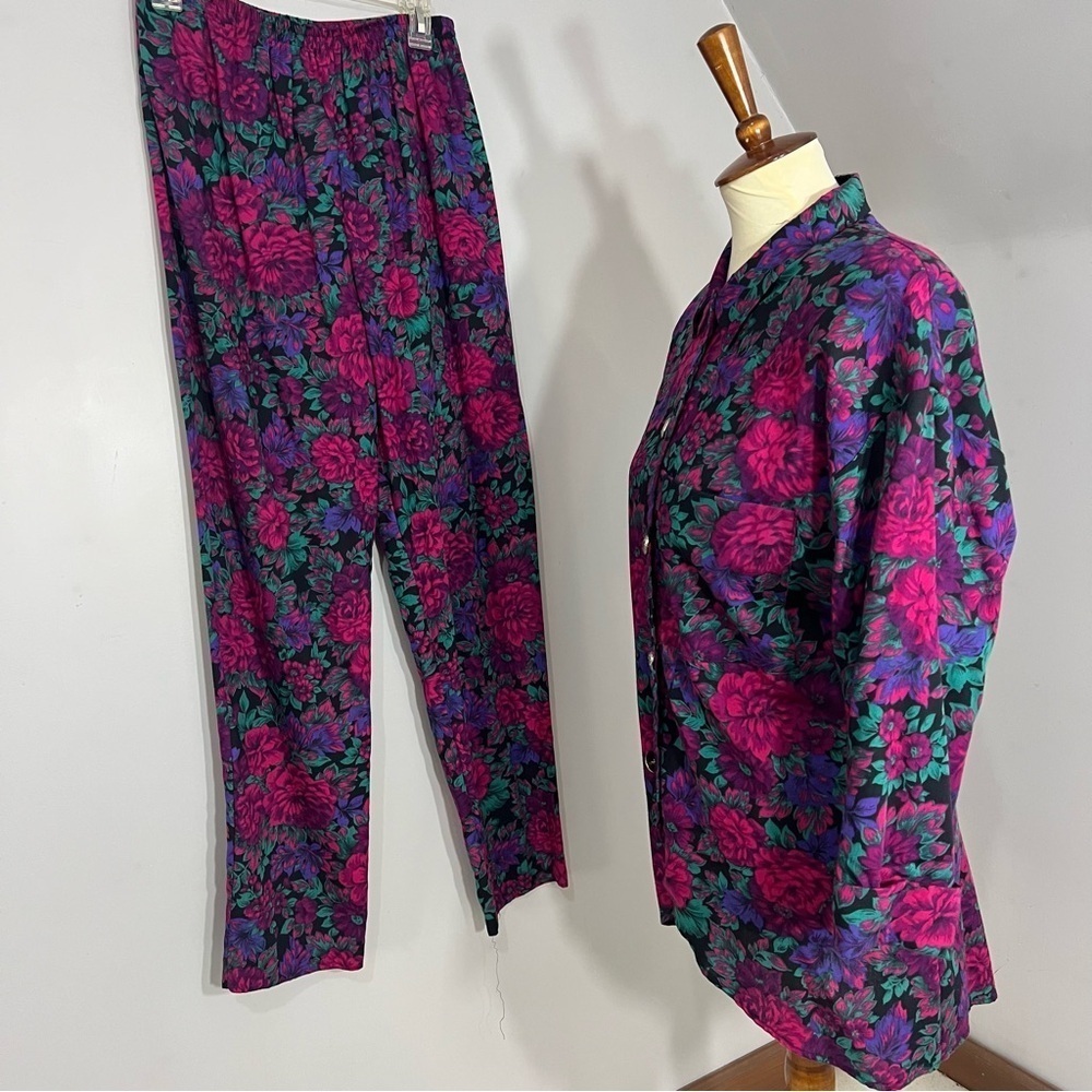 Vintage Floral Co-ord Matching Set Colorful Pants Suit Hipster Indie Relaxed Fit - Picture 7 of 12